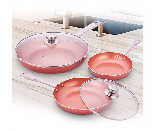 Conforama Set De Sartenes De Aluminio Con Tapas - 5 Piezas