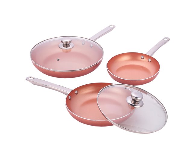 Conforama Set de sartenes de aluminio con tapas - 5 piezas