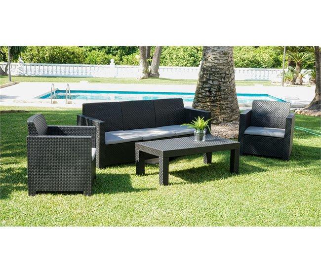 Conforama Set Jardín MAHINA Con Sofá 3 Plazas 2 Sillones Y Mesa De Centro