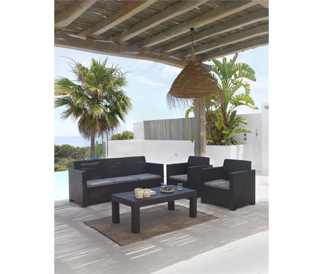 Conforama Set Jardín MAHINA Con Sofá 3 Plazas 2 Sillones Y Mesa De Centro