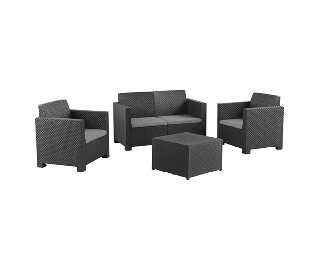 Conforama Set MAHINA con sofá 2 plazas + 2 sillones + mesa de centro