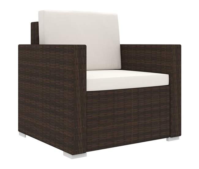 Conforama Set Muebles De Jardin 11 Piezas Con Cojines Ratán Sintético Marrón