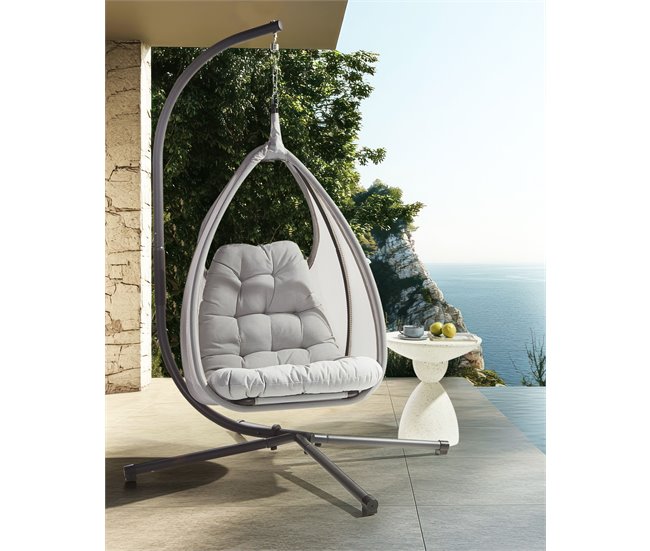 Conforama Silla Colgante Con Soporte AVEGNO Tela Gris Claro