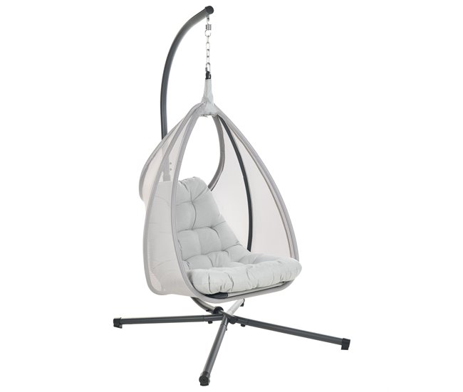Conforama Silla colgante con soporte AVEGNO Tela Gris claro