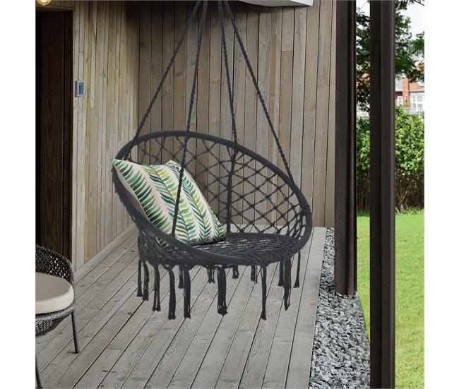 Conforama Silla Colgante Tampico Máx 100 Kg Algodón + Acero 140 X Ø 60 Cm - Negro [casa.pro]