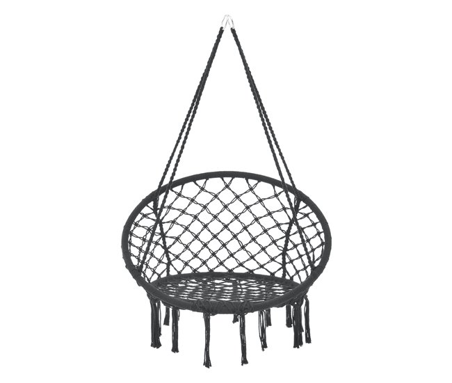 Conforama Silla Colgante Tampico Máx 100 Kg Algodón + Acero 140 X Ø 60 Cm - Negro [casa.pro]