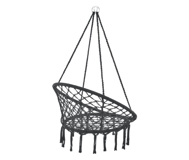 Conforama Silla Colgante Tampico Máx 100 Kg Algodón + Acero 140 X Ø 60 Cm - Negro [casa.pro]