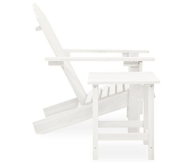 Conforama Silla Con Otomana Y Mesa Jardín Adirondack Macizo Abeto Blanco