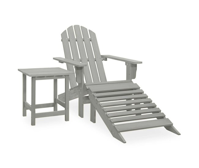 Conforama Silla Con Otomana Y Mesa Jardín Adirondack Macizo Abeto Gris