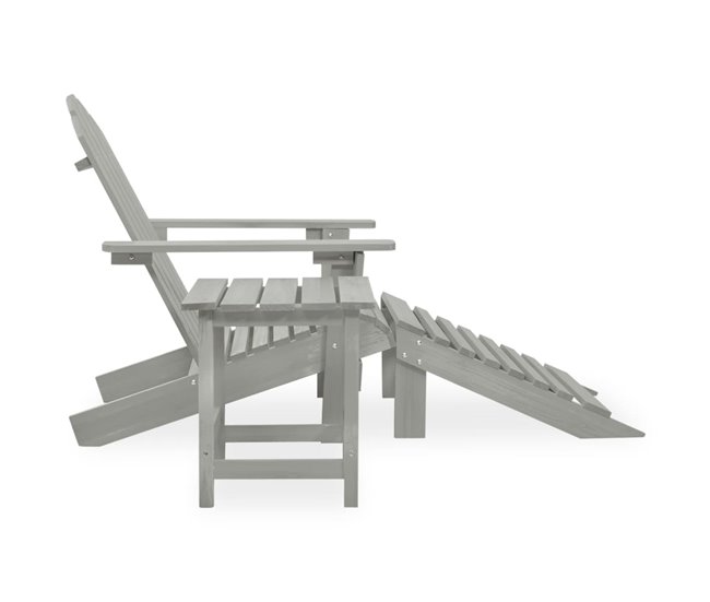 Conforama Silla Con Otomana Y Mesa Jardín Adirondack Macizo Abeto Gris