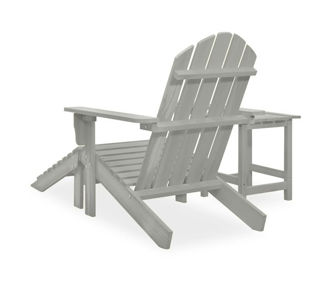 Conforama Silla Con Otomana Y Mesa Jardín Adirondack Macizo Abeto Gris