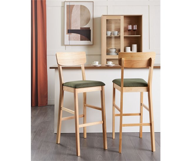 Conforama Silla De Bar Conjunto De 2 Madera Clara AMBLER