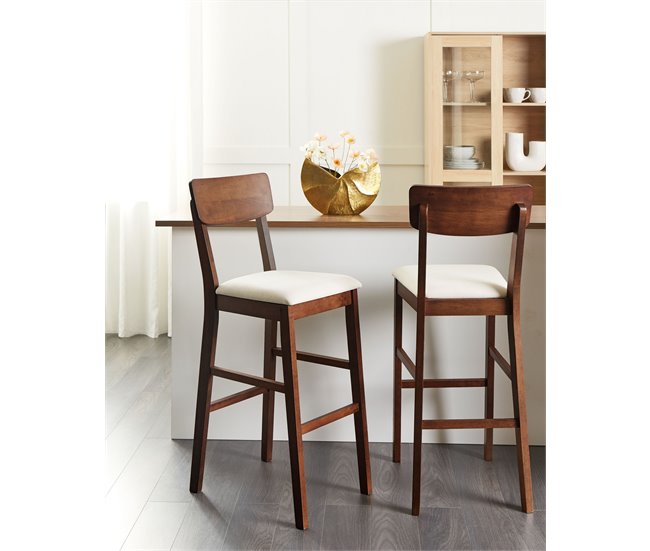 Conforama Silla De Bar Conjunto De 2 Madera Oscura AMBLER