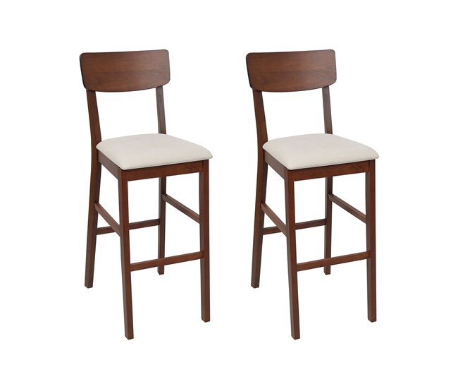 Conforama Silla De Bar Conjunto De 2 Madera Oscura AMBLER