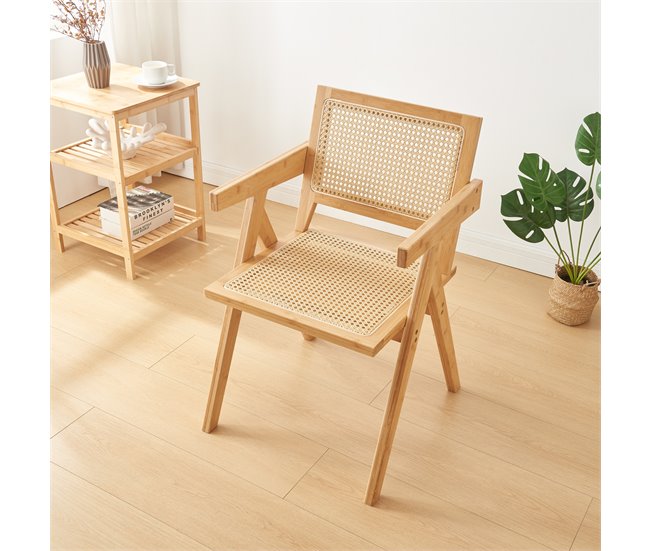 Conforama Silla De Comedor Asikkala Bambú/plástico 79x50x50 Cm - Natural [en.casa]