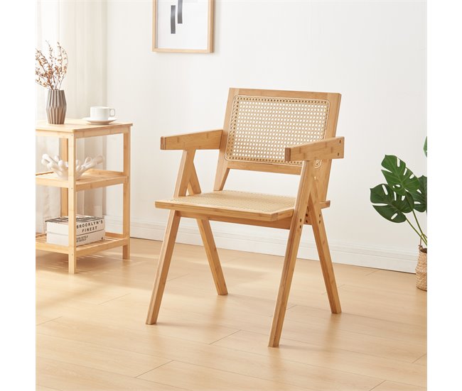 Conforama Silla De Comedor Asikkala Bambú/plástico 79x50x50 Cm - Natural [en.casa]