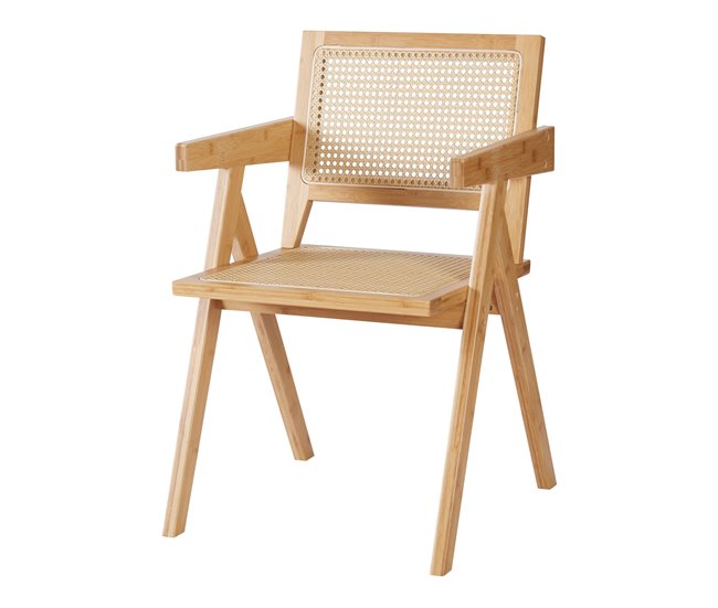 Conforama Silla de comedor Asikkala bambú/plástico 79x50x50 cm - Natural [en.casa]