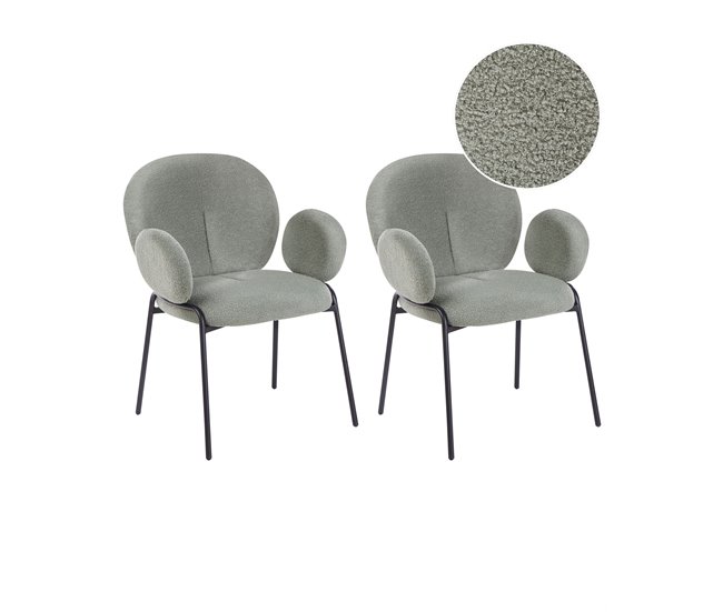 Conforama Silla de comedor Conjunto de 2 Verde oscuro ELY