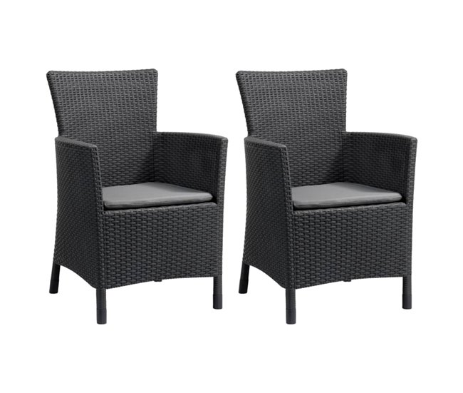 Conforama Silla de comedor de jardin 2 unidades Iowa gris grafito