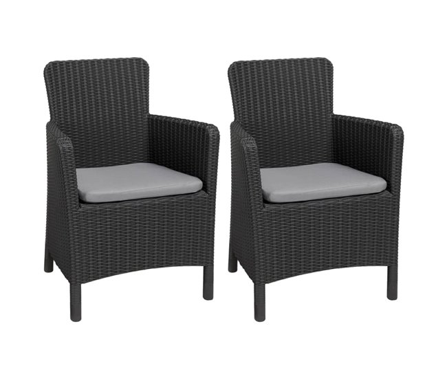 Conforama Silla de comedor de jardin 2 unidades Trenton gris grafito