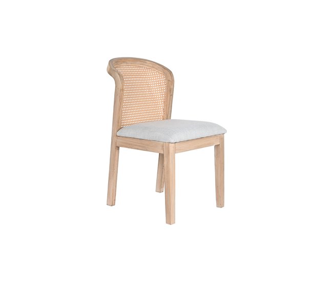 Conforama Silla de Comedor DKD Home Decor Abeto Poliéster Gris claro (46 x 61 x 86 cm)