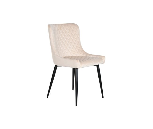 Conforama Silla de Comedor DKD Home Decor Beige Metal Poliéster (56 x 51 x 84 cm)