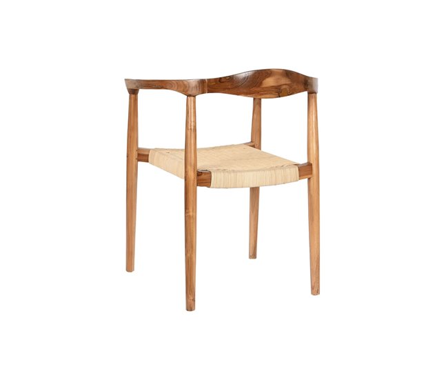 Conforama Silla De Comedor DKD Home Decor Blanco Marrón Natural 59 X 55 X 78 Cm