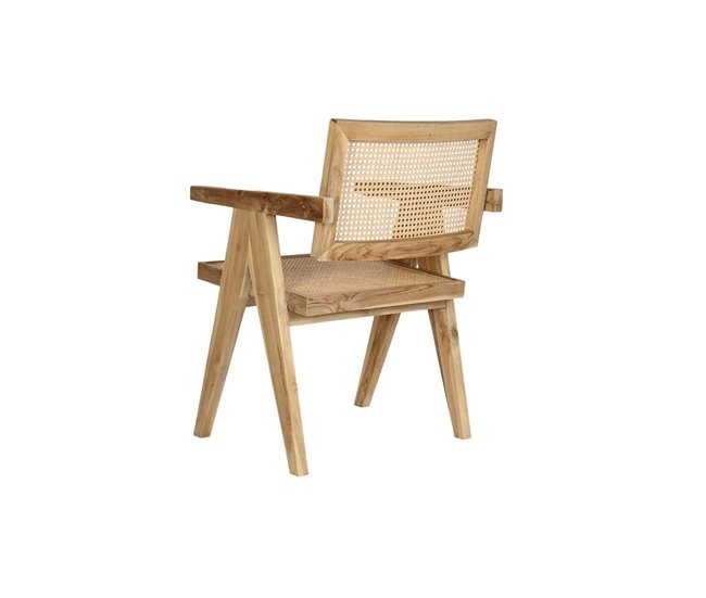 Conforama Silla De Comedor DKD Home Decor Natural Teca Ratán (58 X 56 X 82 Cm)