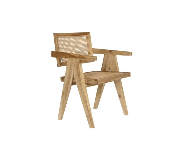 Conforama Silla de Comedor DKD Home Decor Natural Teca Ratán (58 x 56 x 82 cm)