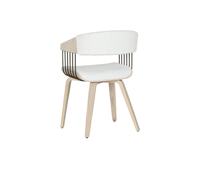 Conforama Silla De Comedor Home ESPRIT Blanco Poliéster Madera 51 X 55 X 76 5 Cm
