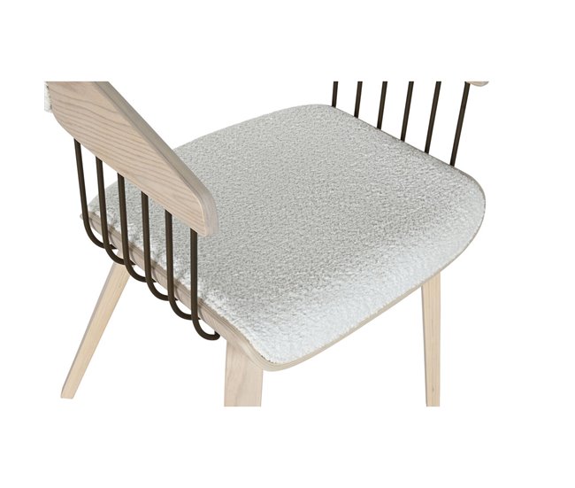 Conforama Silla De Comedor Home ESPRIT Blanco Poliéster Madera 51 X 55 X 76 5 Cm