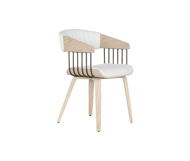 Conforama Silla de Comedor Home ESPRIT Blanco Poliéster Madera 51 x 55 x 76 5 cm