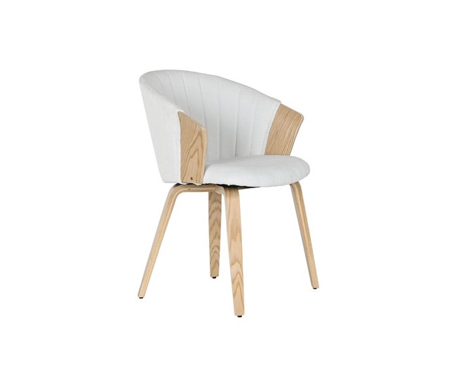 Conforama Silla de Comedor Home ESPRIT Blanco Poliéster Madera 60 x 57 5 x 79 cm