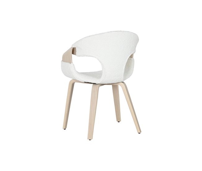 Conforama Silla de Comedor Home ESPRIT Blanco Poliéster Madera 55 5 x 67 5 x 80 5 cm