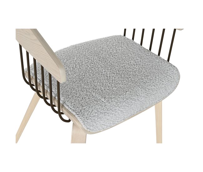 Conforama Silla De Comedor Home ESPRIT Gris Poliéster Madera 51 X 55 X 76 5 Cm