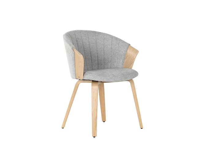 Conforama Silla de Comedor Home ESPRIT Gris Poliéster Madera 60 x 57 5 x 79 cm