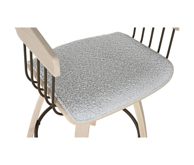 Conforama Silla De Comedor Home ESPRIT Gris Poliéster Madera 51 X 55 X 91 Cm