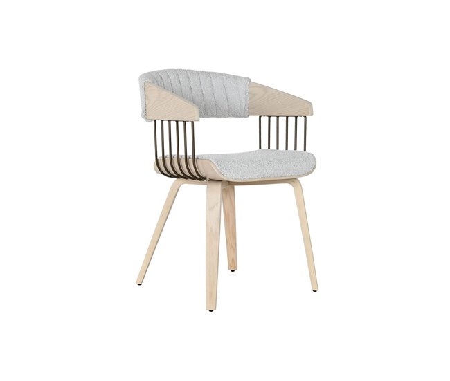Conforama Silla de Comedor Home ESPRIT Gris Poliéster Madera 51 x 55 x 76 5 cm