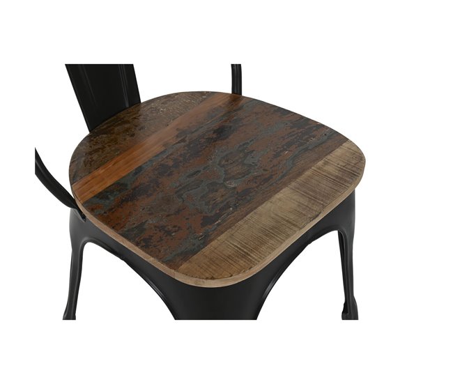 Conforama Silla De Comedor Home ESPRIT Negro Marrón Oscuro Madera Metal 48 X 55 X 92 Cm