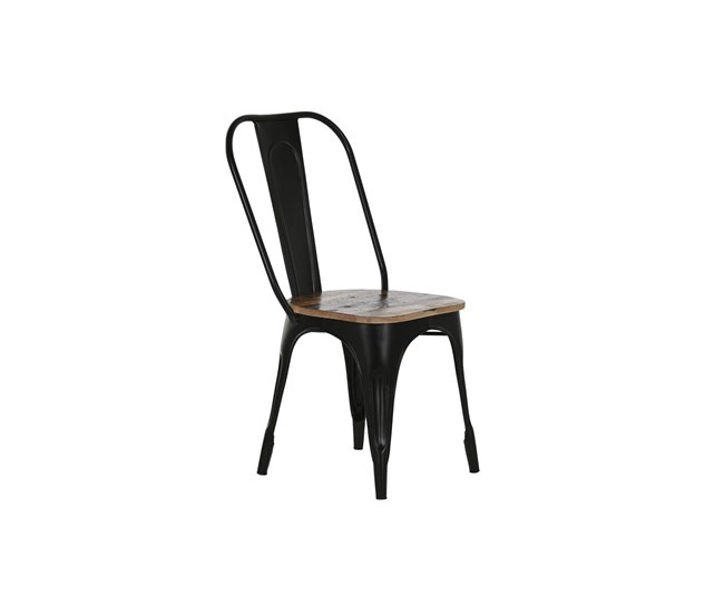 Conforama Silla de Comedor Home ESPRIT Negro Marrón oscuro Madera Metal 48 x 55 x 92 cm
