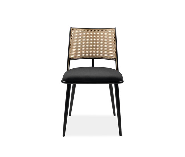 Conforama Silla de comedor LUIGI pack 4 unidades en ratán y negro