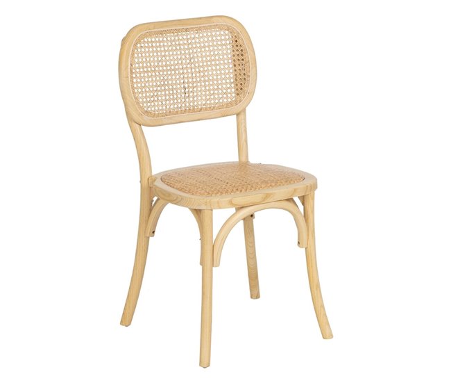 Conforama Silla de Comedor Natural Ratán Madera de olmo 45 x 41 x 88 cm