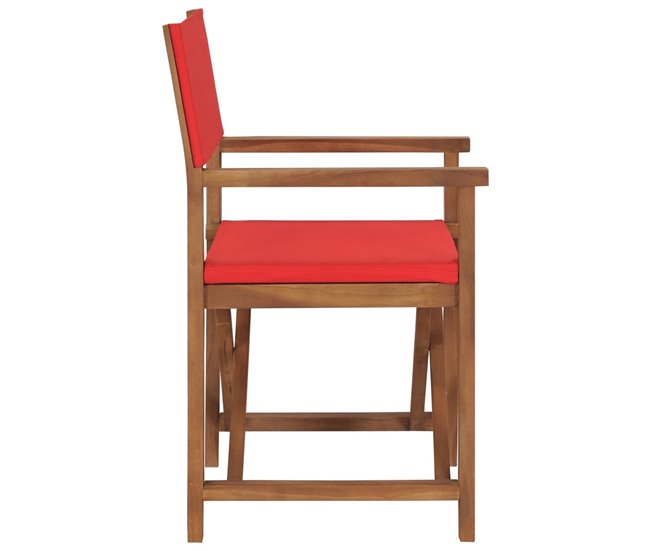 Conforama Silla De Director Madera Maciza De Teca Rojo