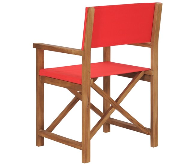 Conforama Silla De Director Madera Maciza De Teca Rojo