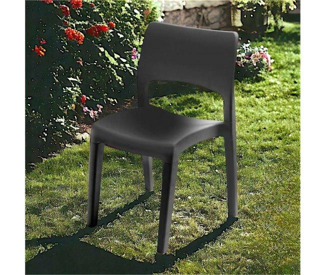 Conforama Silla De Exterior Dametran Silla Para Mesa De Comedor Sillón De Exterior Asiento De Jardín 100% Made In Italy 50x51h82 Cm Antracita