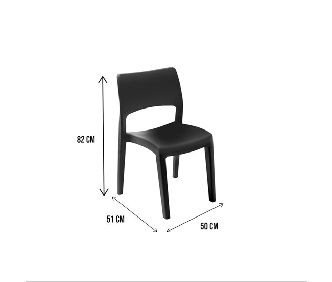 Conforama Silla De Exterior Dametran Silla Para Mesa De Comedor Sillón De Exterior Asiento De Jardín 100% Made In Italy 50x51h82 Cm Antracita