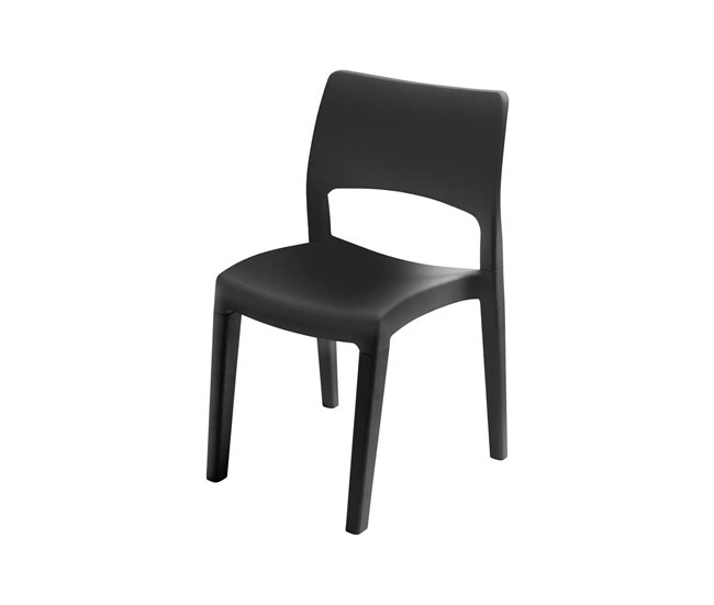 Conforama Silla de exterior Dametran Silla para mesa de comedor Sillón de exterior Asiento de jardín 100% Made in Italy 50x51h82 Cm Antracita