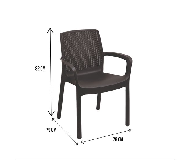 Conforama Silla De Exterior Damols Asiento De Jardín Silla Para Mesa De Comedor Sillón De Exterior Efecto Ratán 100% Made In Italy 54x60h82 Cm Antracita