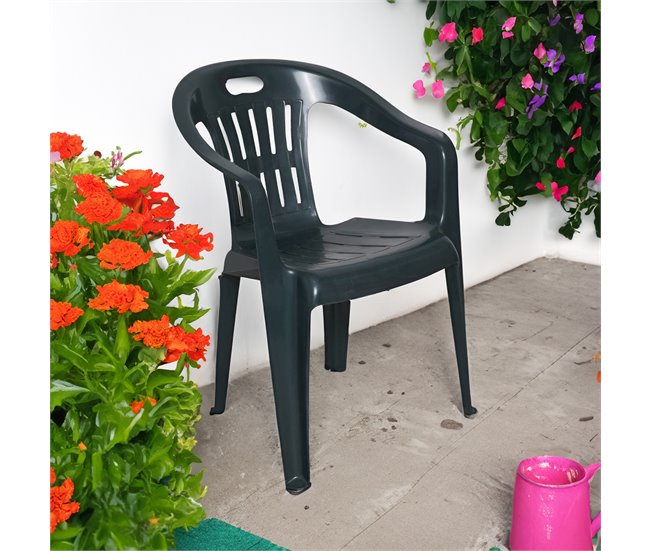 Conforama Silla De Exterior Damorus Asiento De Jardín Silla Para Mesa De Comedor Sillón De Exterior 100% Made In Italy 56x57h80 Cm Verde
