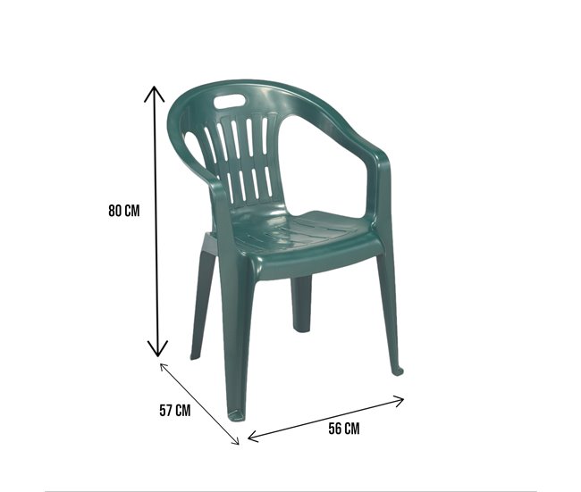 Conforama Silla De Exterior Damorus Asiento De Jardín Silla Para Mesa De Comedor Sillón De Exterior 100% Made In Italy 56x57h80 Cm Verde